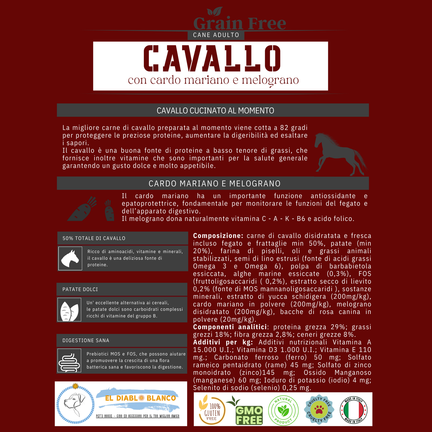 GRAINFREE PER CANI ADULTI AL CAVALLO CON CARDO MARIANO E MELOGRANO