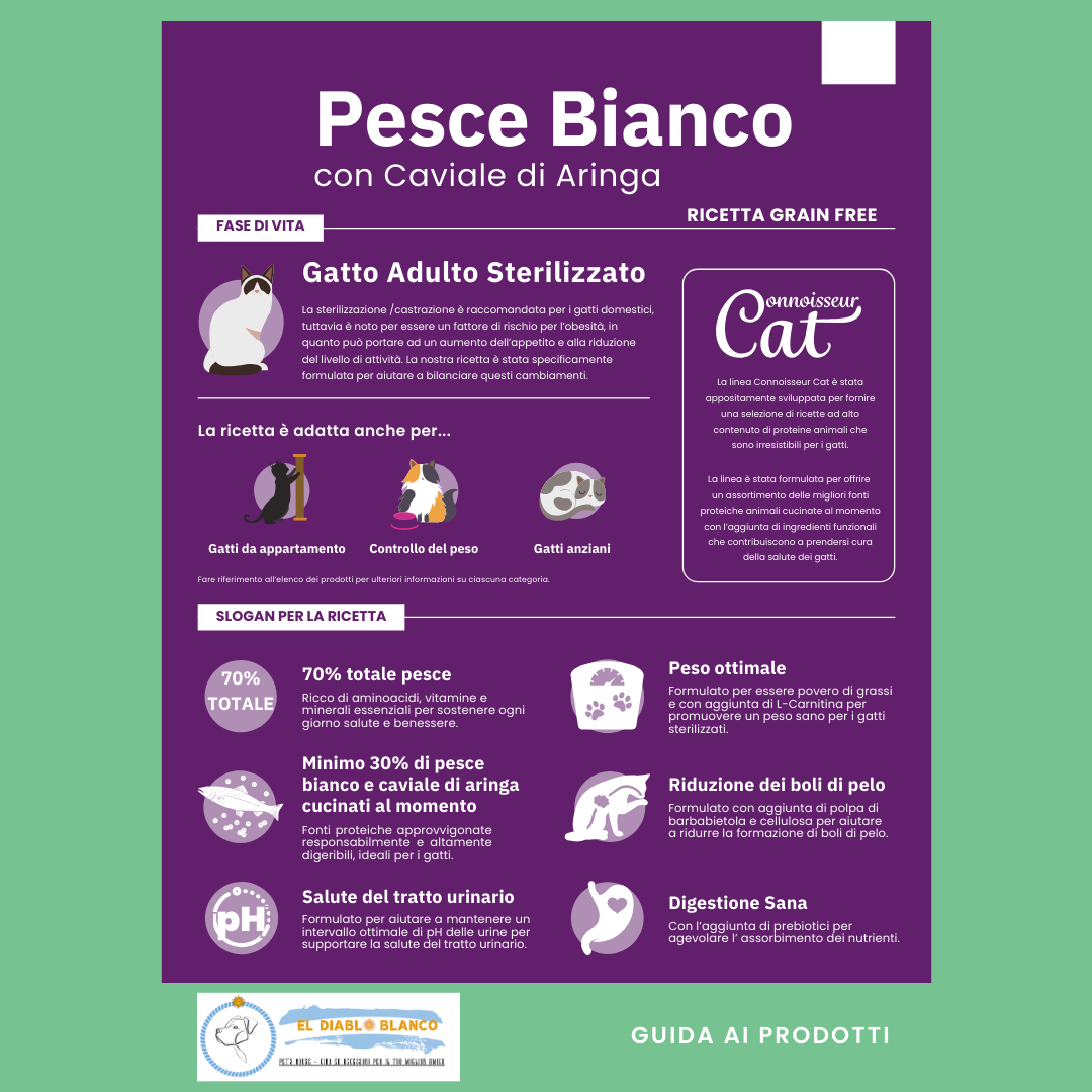 GRAINFREE GATTO STERILIZZATO AL PESCE BIANCO E CAVIALE DI ARINGA