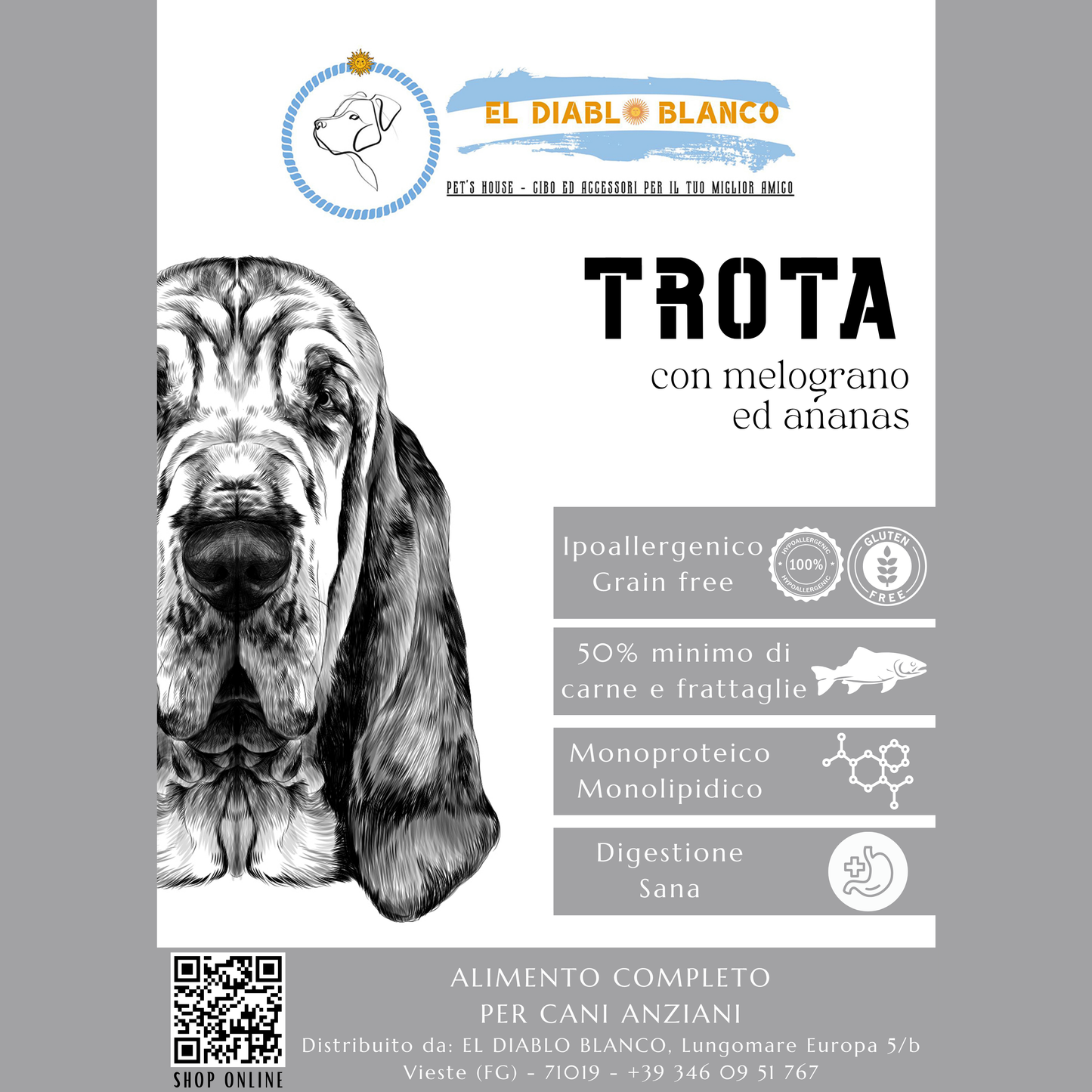 GRAINFREE PER CANI ANZIANI TROTA CON MELOGRANO E ANANAS