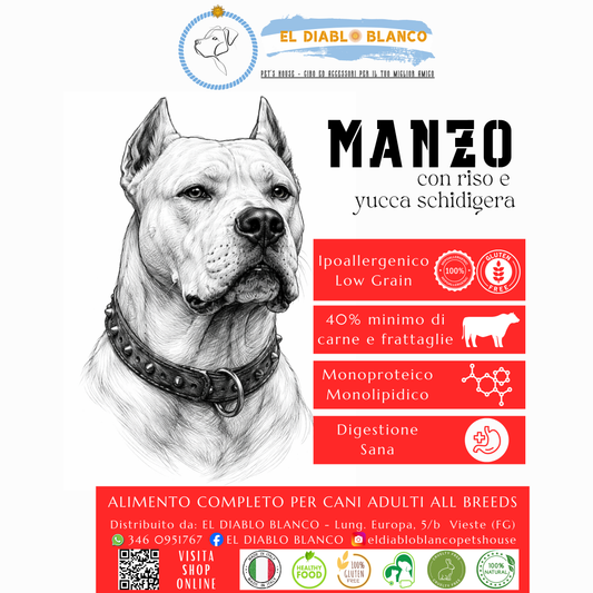 Cibo Naturale Monoproteico al Manzo – con Riso yucca schidigera🥩🌿