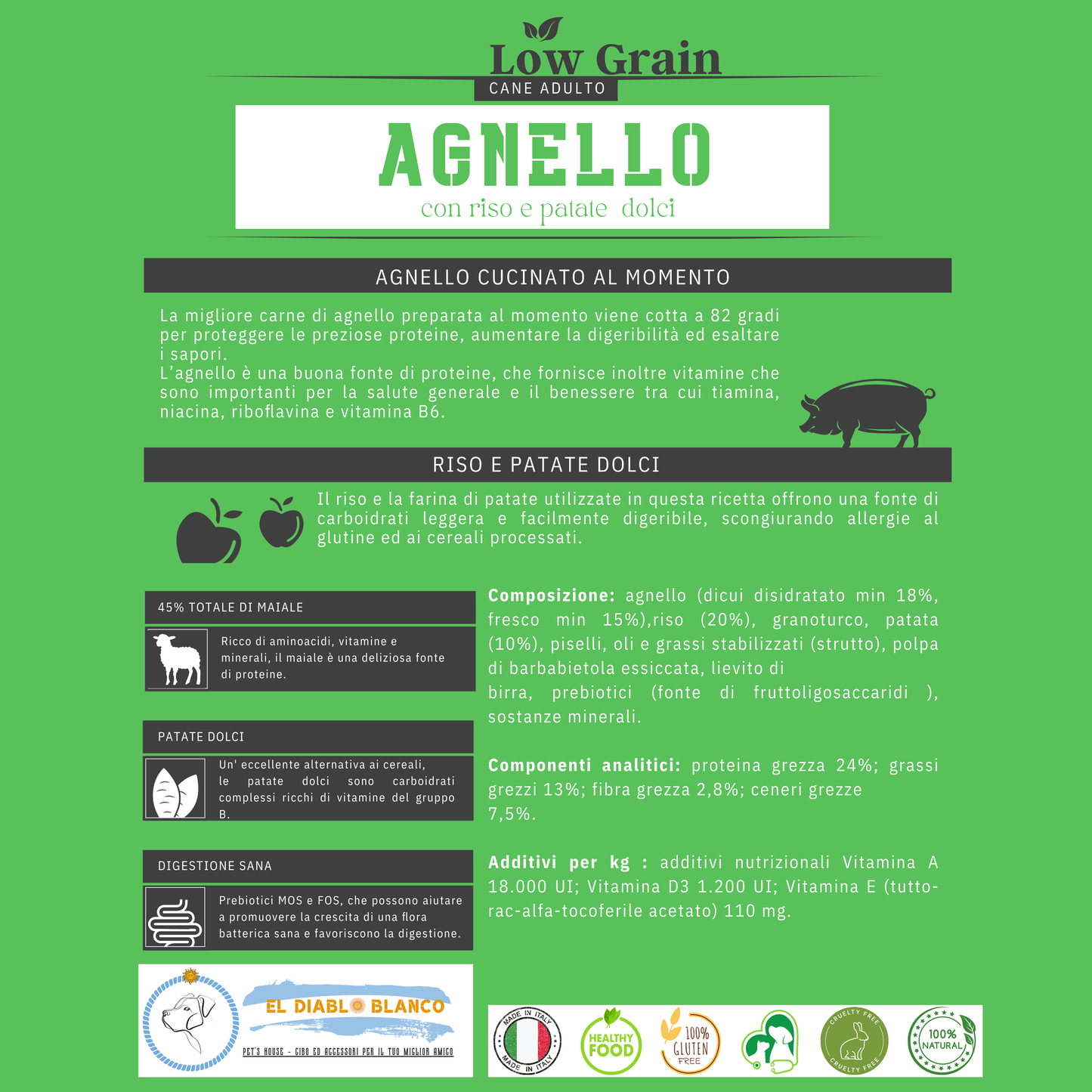 🐑 Cibo naturale Monoproteico Ipoallergenico all'Agnello – Adult All Breeds