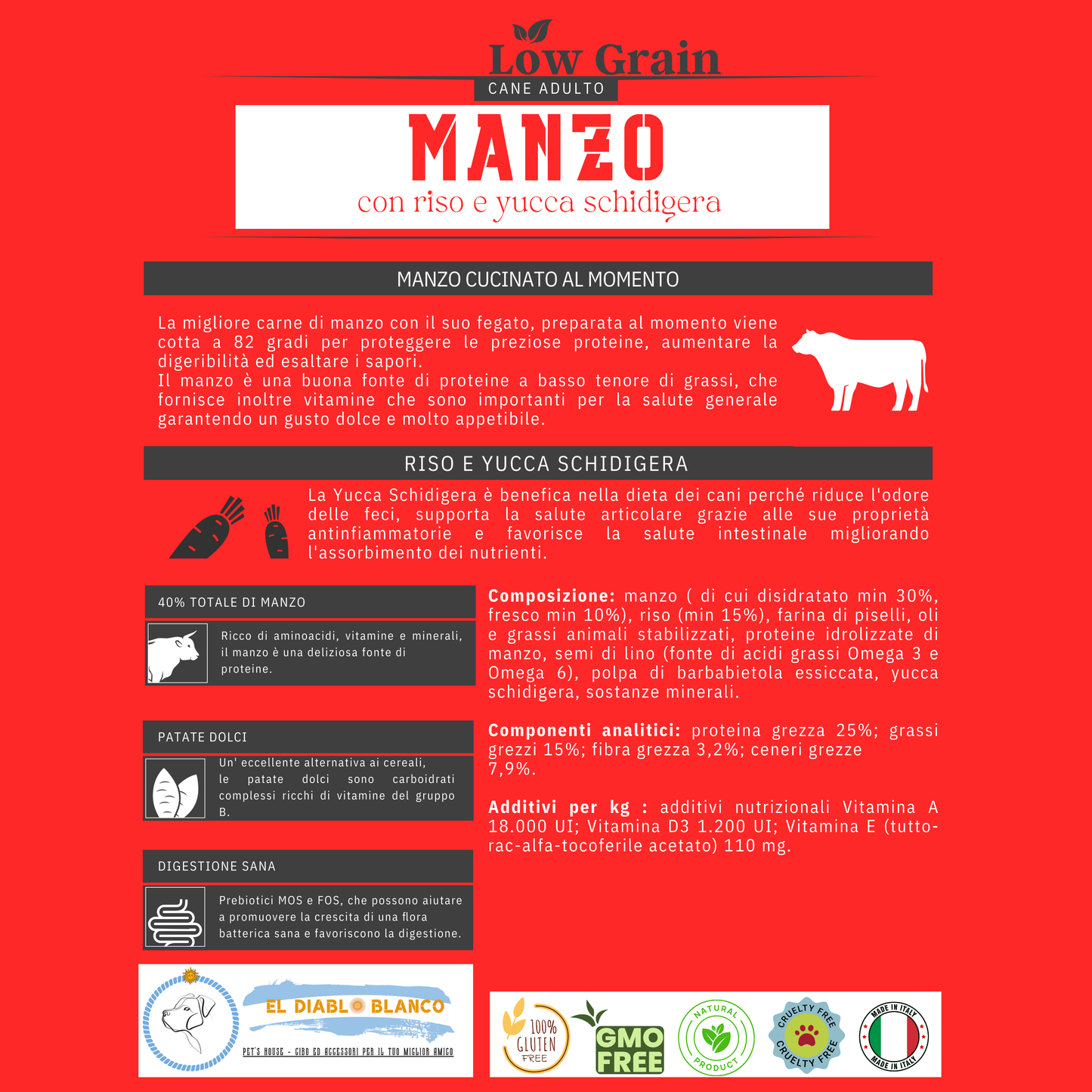 LOW GRAIN CANE ADULTO MANZO E YUCCA SCHIDIGERA