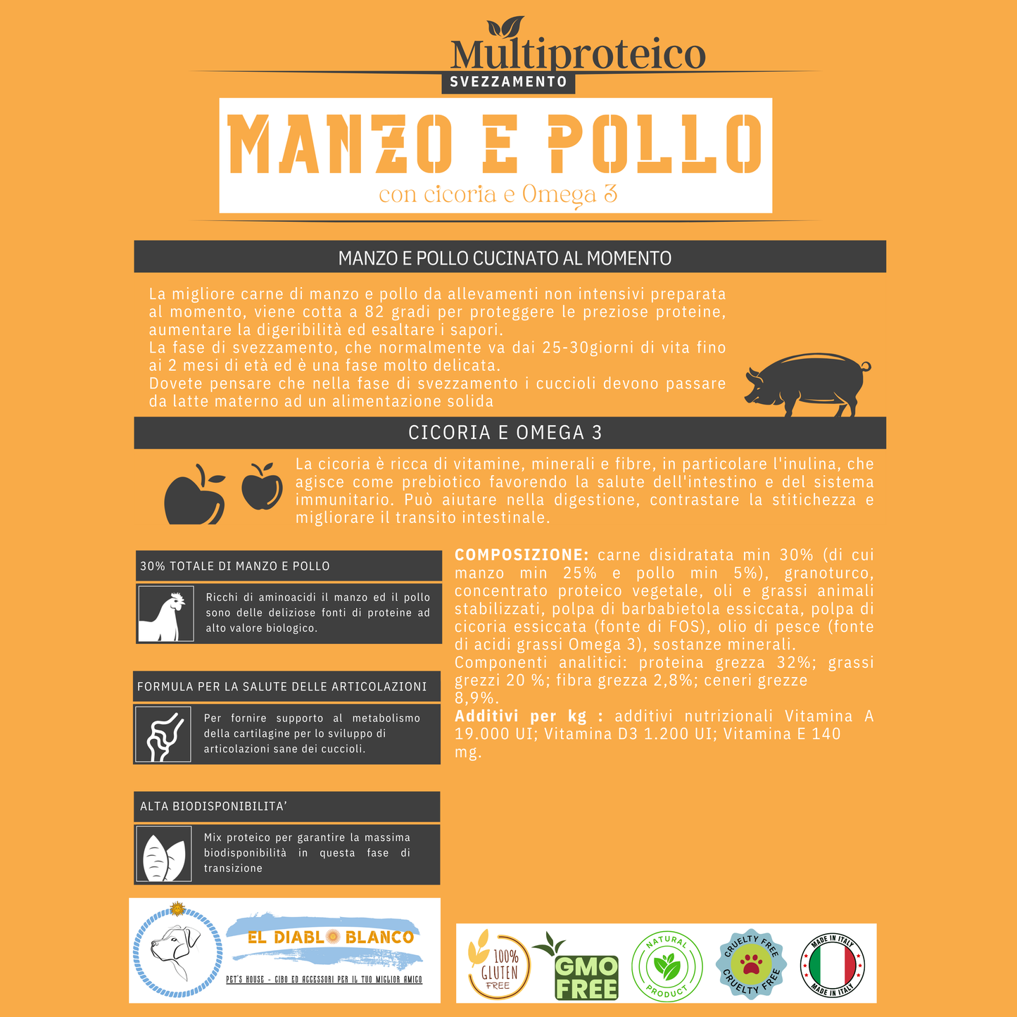 STARTER SVEZZAMENTO BIPROTEICO MANZO E POLLO CON CICORIA E OMEGA3