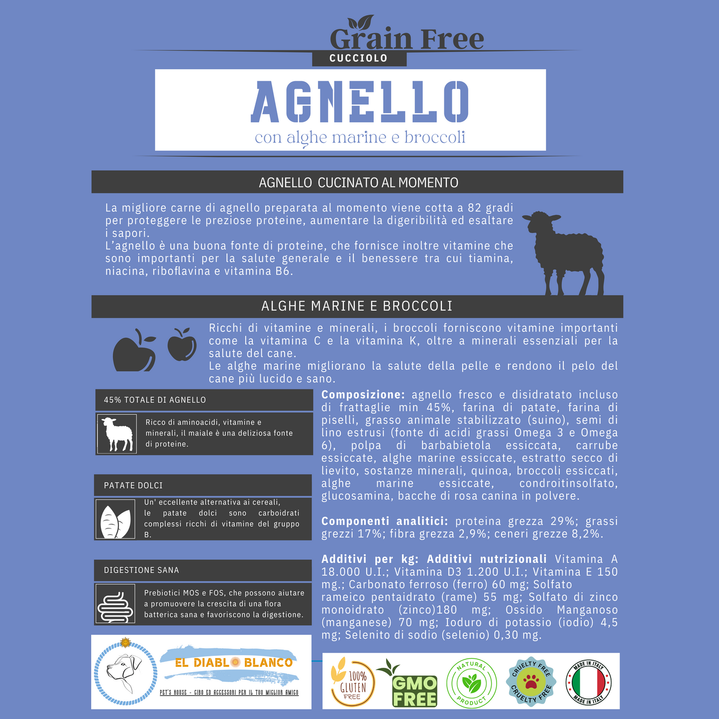 GRAINFREE CUCCIOLO  AGNELLO CON  ALGHE MARINE E BROCCOLI
