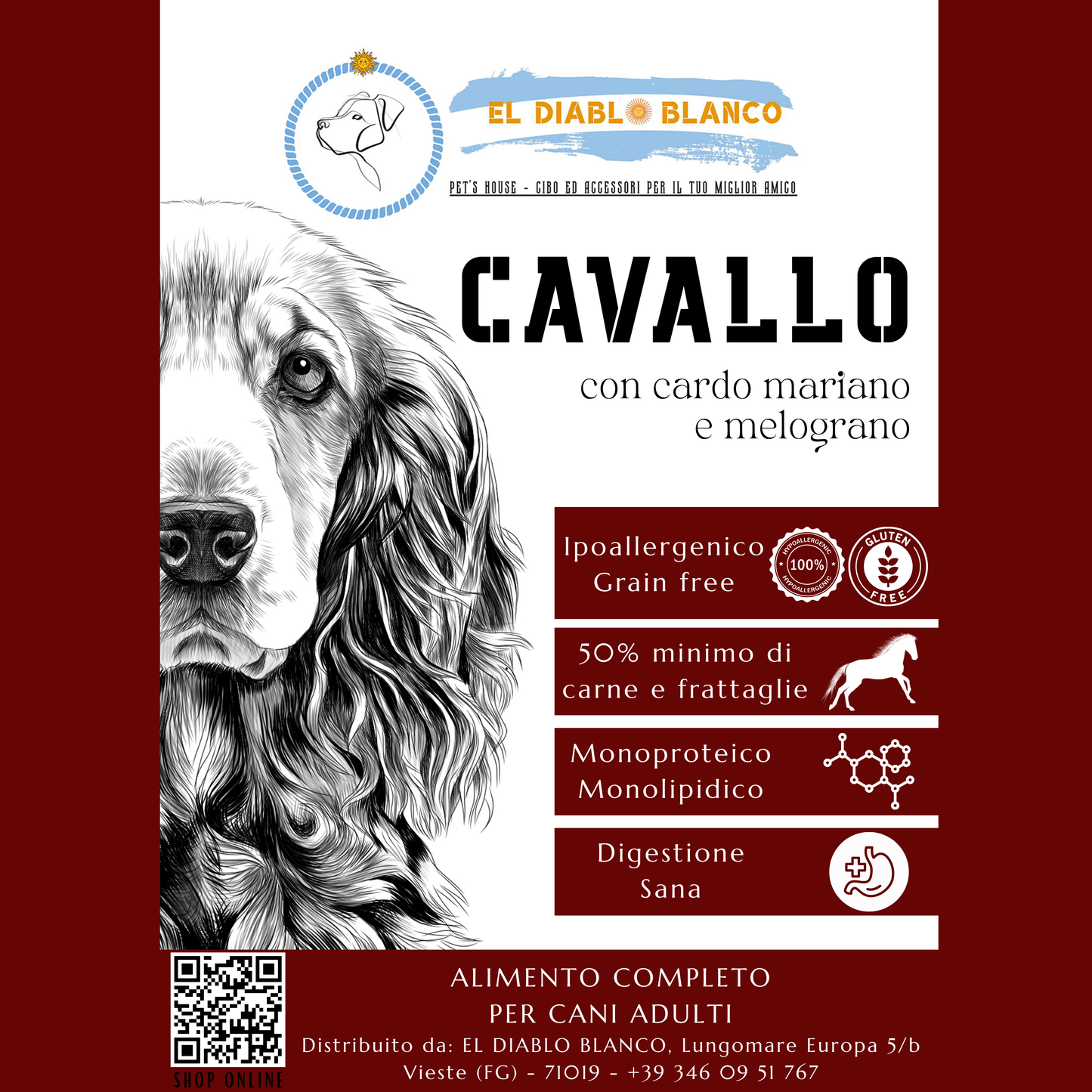 GRAINFREE PER CANI ADULTI AL CAVALLO CON CARDO MARIANO E MELOGRANO