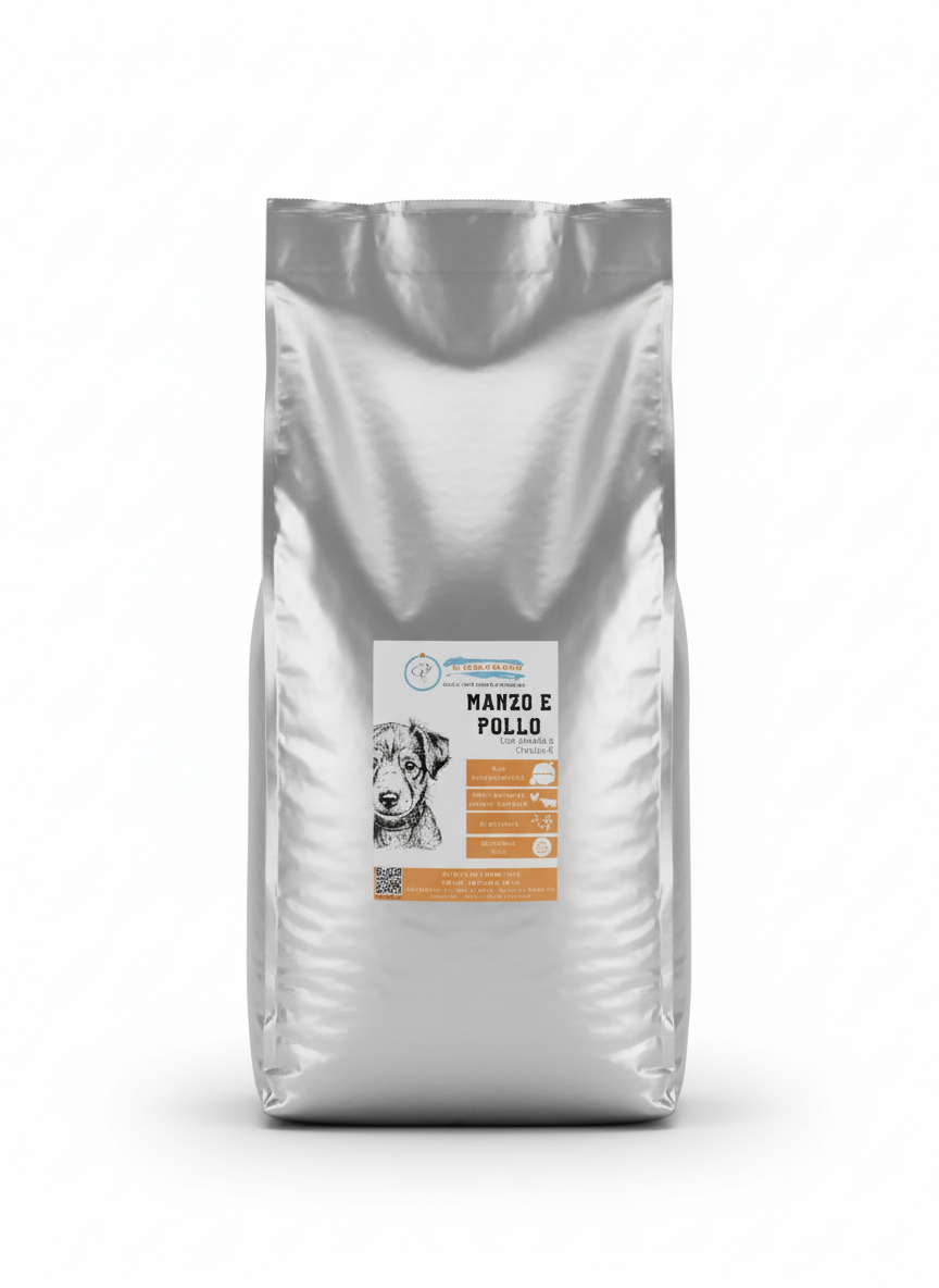 Cibo Naturale Bi-proteico al Manzo e Pollo – con Cicoria e Omega3/6🥕🥦