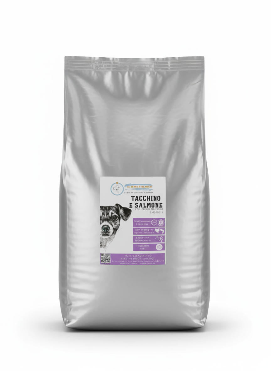 Cibo Naturale Bi-proteico Tacchino e Salmone – con Cardo Mariano e Ananas