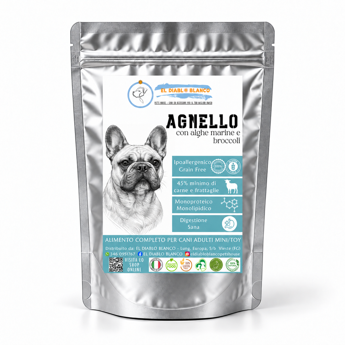 Cibo Naturale Monoproteico Agnello con Alghe marine e Broccoli 🐑🌿