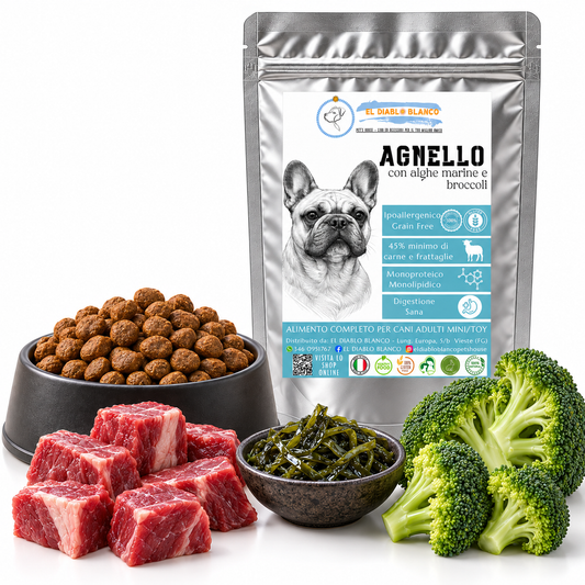 Cibo Naturale Monoproteico Agnello con Alghe marine e Broccoli 🐑🌿