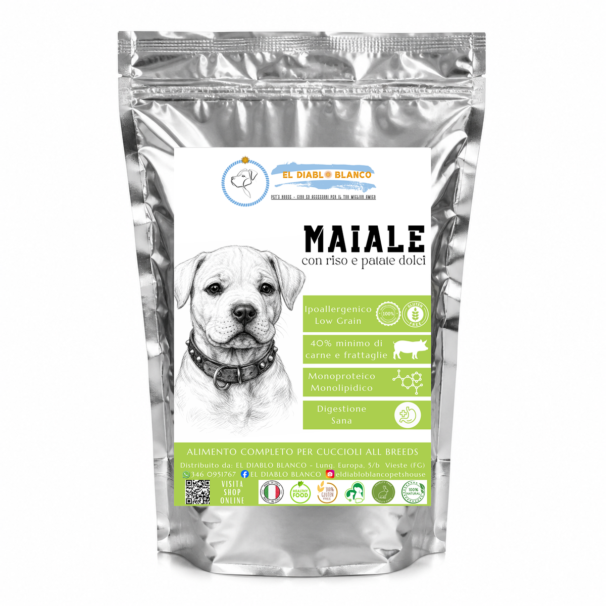 🐷 Cibo naturale Monoproteico Alta Digeribilità al Maiale – Puppy All Breeds