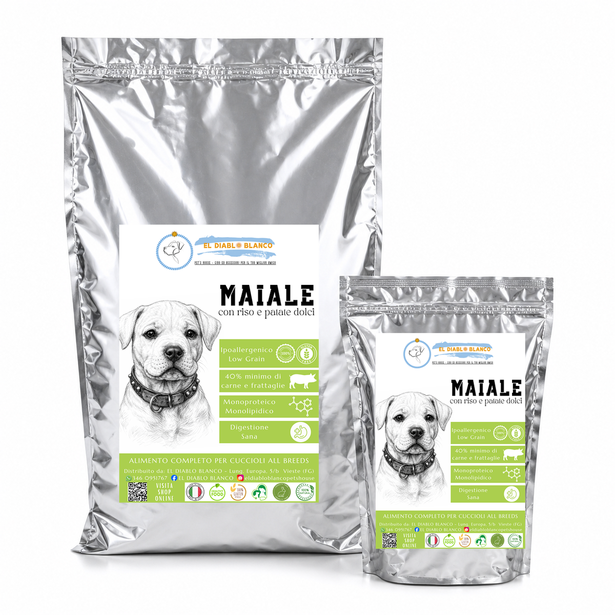 🐷 Cibo naturale Monoproteico Alta Digeribilità al Maiale – Puppy All Breeds