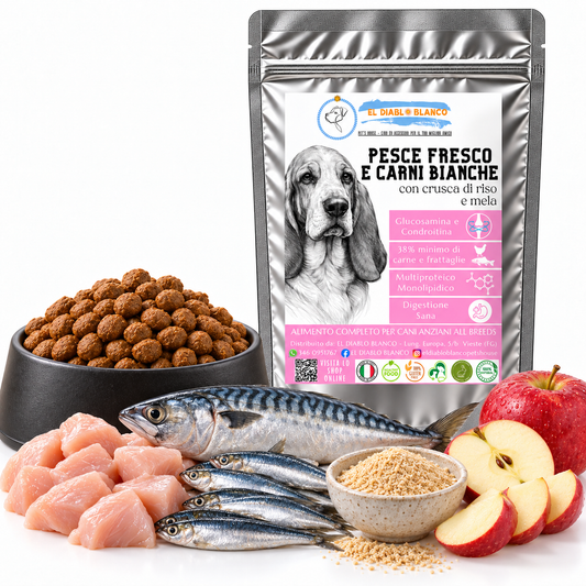 Cibo Naturale Multiproteico al Pesce Fresco e Carni Bianche – con Crusca di Riso e Mela Verde🐟🍏